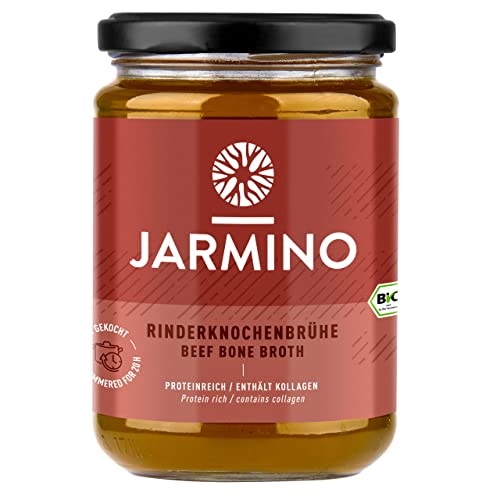 Knochenbrühe BIO | 6x 350ml | Weiderind - 20 Std. gekocht | für Leaky Gut, Paleo, Colon Cleanse | Organic bone broth | Rinderbrühe - reich an Kollagen, Protein, Aminosäuren, Mineralien | Brühe BIO von JARMINO