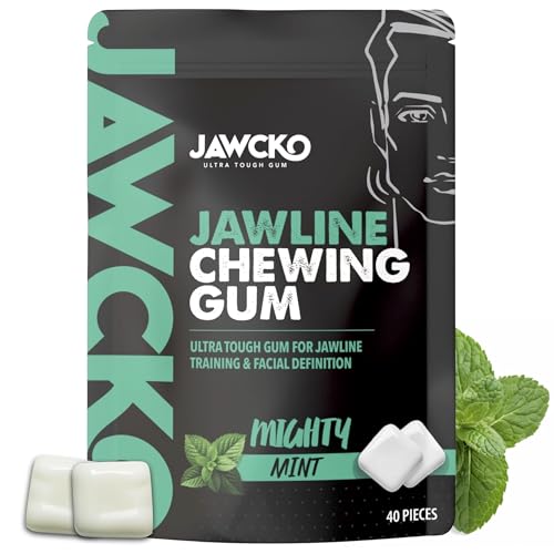 JAWCKO Ultra-robuster Kiefer-Kaugummi, für einen stärkeren, quadratischeren Kieferbereich, 15 x härter als anderes Zahnfleisch, Mighty Mint Kiefertraining, Hartgummi, Meißel, modellieren und straffen von JAWCKO