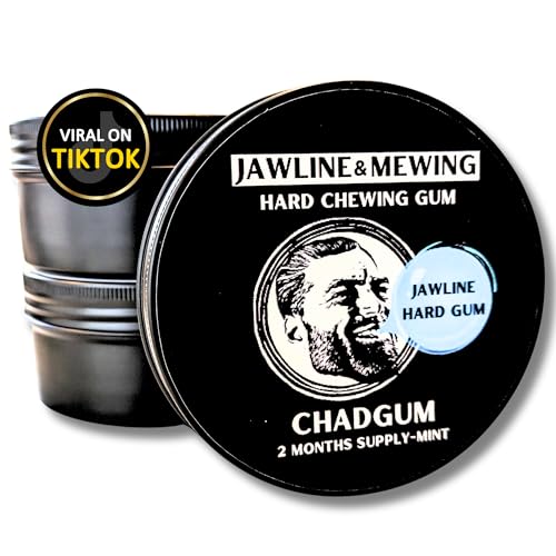 CHADGUM™ Hard Mewing Kiefergummi für Kieferformung und Vollgesichtsübungen [2 Monate Vorrat] für Männer, die Ihr Aussehen verbessern wollen [Mint Xylitol] CHADGUM Jawline Gum [ Chios Mastix 3.0] von JAWTONE