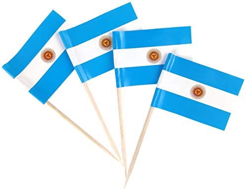 JBCD 200 Stück Argentinien-Flagge Zahnstocher, argentinische Flaggen, Cupcake-Topper, Dekorationen, Cocktail-Zahnstocher, Flagge, Kuchendekoration, Mini-Flagge, Cupcake-Pick-Sticks von JBCD