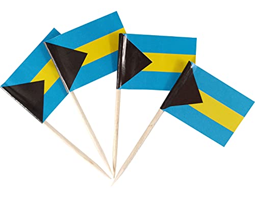 JBCD 200 Stück Bahamas-Flagge Zahnstocher Bahamian Flags Cupcake Topper Dekorationen, Cocktail Zahnstocher Flagge Kuchen Topper Picks Mini Kleine Flagge Cupcake Picks Sticks von JBCD