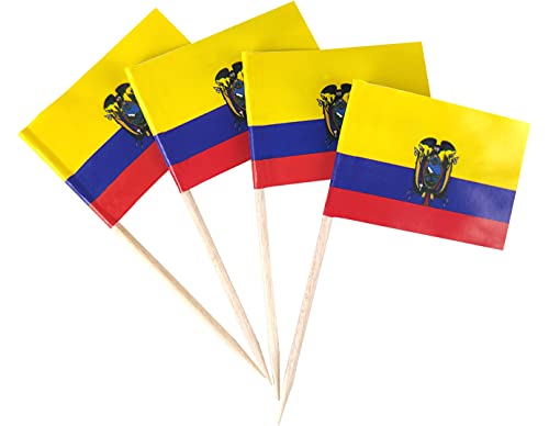 JBCD 200 Stück Ecuador-Flagge Zahnstocher Cupcake-Topper Dekorationen, Cocktail Zahnstocher Flagge Ecuadoran Kuchen Topper Picks Mini Kleine Flagge Cupcake Picks Sticks von JBCD