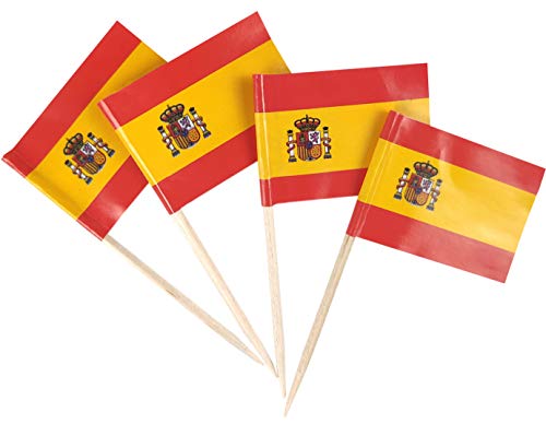 JBCD Spanien Zahnstocher-Flagge, spanische Mini-Cupcake-Flaggen, 200 Stück von JBCD