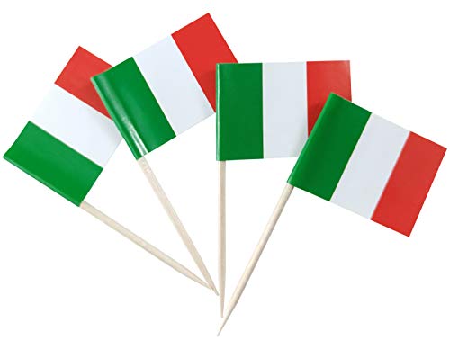 JBCD 200 Stück Italienische Flaggen Zahnstocher Italienische Flaggen Cupcake Topper Dekorationen Cocktail Zahnstocher Flaggen Kuchen Topper Picks Mini Kleine Flagge Cupcake Picks Sticks von JBCD