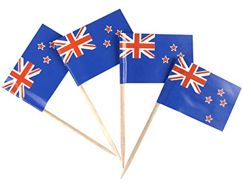 JBCD 200 Stück Neuseeland-Flagge Zahnstocher Neuseeland-Flaggen Cupcake-Topper Dekorationen, Cocktail-Zahnstocher-Flagge Kuchen Topper Picks Mini Kleine Flagge Cupcake Picks Sticks von JBCD