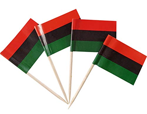 JBCD 200 Stück Pan-Afrikanische Flagge, Zahnstocher, Afro, amerikanische Befreiungsflaggen, Cupcake-Topper, Dekorationen, Cocktail-Zahnstocher-Flagge, UNIA Kuchenaufsatz, Mini-Flagge, Cupcake-Picks von JBCD