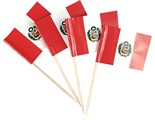 JBCD 200 Stück Peru-Flagge Zahnstocher Cupcake-Topper Dekorationen, Cocktail Zahnstocher Flagge Peruanische Kuchen Topper Picks Mini Kleine Flagge Cupcake Picks Sticks von JBCD