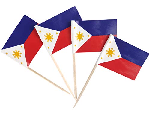 JBCD 200 Stück Philippinen-Flagge Zahnstocher Filipino Flaggen Cupcake Topper Dekorationen Cocktail Zahnstocher Flagge Kuchen Topper Picks Mini Kleine Flagge Cupcake Picks Sticks von JBCD