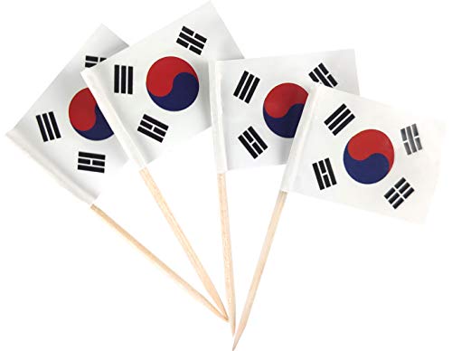 JBCD 200 Stück Südkorea-Flagge Zahnstocher Südkoreanische Flaggen Cupcake Topper Dekorationen Cocktail Zahnstocher Flagge Kuchen Topper Picks Mini Kleine Flagge Cupcake Picks Sticks von JBCD