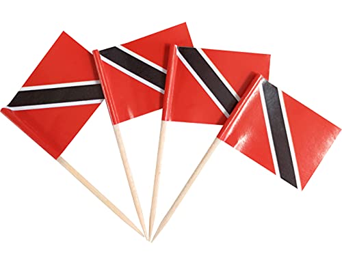 JBCD 200 Stück Trinidad und Tobago Flagge, Zahnstocher, Cupcake-Dekoration, Cocktail-Zahnstocher, Flagge, Kuchendekoration, kleine Flagge, Cupcake-Picks von JBCD