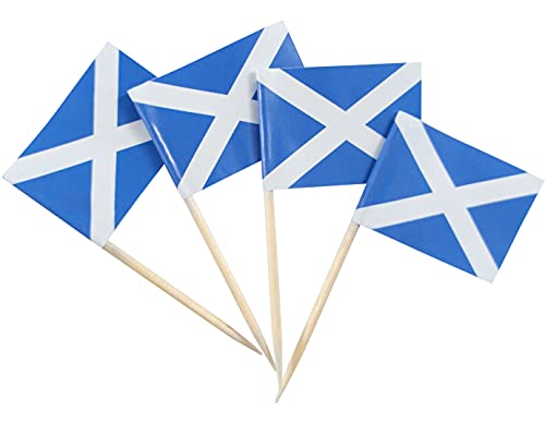 JBCD 200 Stück Zahnstocher mit Schottland-Flagge, Cupcake-Dekoration, Cocktail-Zahnstocher-Flagge, schottische Kuchendekoration, kleine Flagge, Cupcake-Picks von JBCD