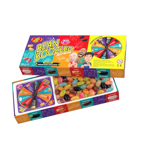 Jelly Belly Bean Boozled (100g) – Süßigkeiten Spaß mit Glücksrad - Jelly Beans eklig & lecker 7. Generation - Extremes Spiel für Mutige – 20 klassische & verrückte Sorten für Party, JGA & Spielabend von JELLY BELLY