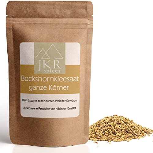 JKR Spices Bockshornklee ganz - Bockshornkleesaat ganze Körner - Bockshornkleesamen - Perfekt für Tee & zum würzen - natürliches Gewürz - Fenugreek Seed Powder (500 GR) von JKR Spices