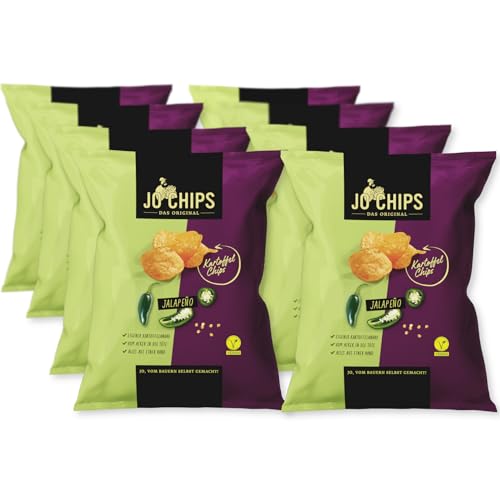 Bauer JO Chips Jalapeno – regionale Kartoffelchips von HEIMART | 8x150g | vegan, glutenfrei von JO CHIPS