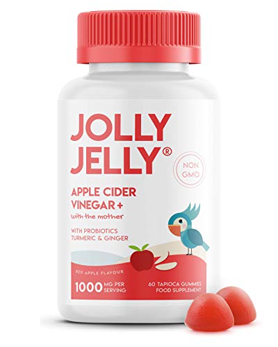 Apple Cider Vinegar 1000mg Gummies - with Turmeric, Ginger & Probiotics - Unfiltered & Raw Organic Apple Cider with the Mother - 60 Vegan Gummies von JOLLY JELLY