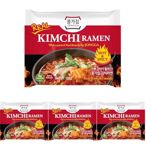 JONGGA - Instant Nudeln Kimchi Ramen (Scharf) - (1 X 122 GR) (Packung mit 4) von JONGGA