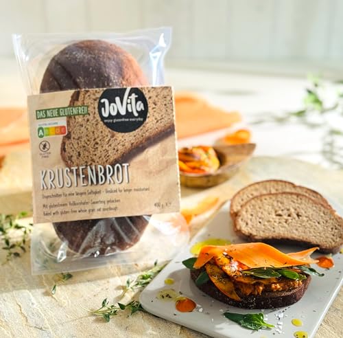 JOVITA Krustenbrot-aus Vollkornhafermehl-Sauerteig glutenfrei vegan (400 g) verpackt für lange Saftigkeit/Kontaminierungsschutz natürliche Zutaten keine Weizenstärke traditionell handwerklich gebacken von JOVITA