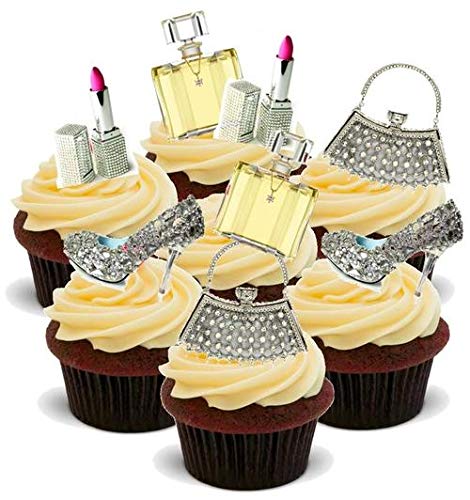 BLING-BLING 20 STÜCK VORTEILSPACKUNG - 12 essbare hochwertige stehende Waffeln Kuchen Toppers - BLING SET VALUE PACK 20 PIECE von JPS