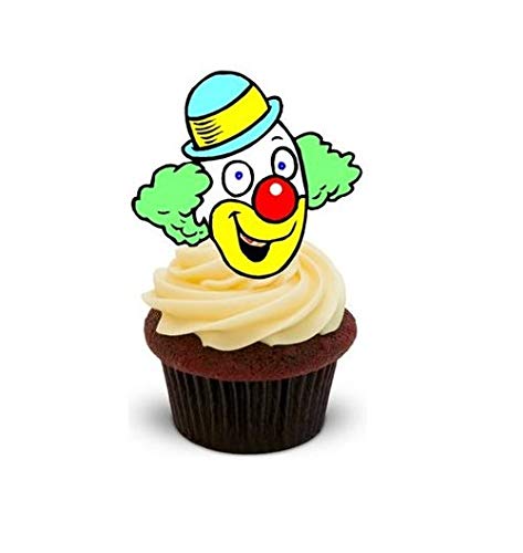 CLOWN KOPF - 12 essbare hochwertige stehende Kuchen Toppers - CLOWN HEAD von JPS