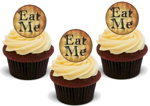 EAT ME - GREAT FUN ON YOUR CUPCAKES! 12 Edible Standup Premium Wafer Cake Toppers - ISS MICH - IDEAL FÜR OBEN AUF IRHEN CUPCAKES - 12 essbare hochwertige stehende Waffeln Kuchen Toppers. von JPS