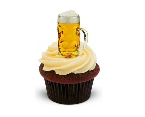 EIN PINT BIER/LAGERBIER - 12 essbare hochwertige stehende Kuchen Toppers - PINT OF BEER / LAGER von JPS