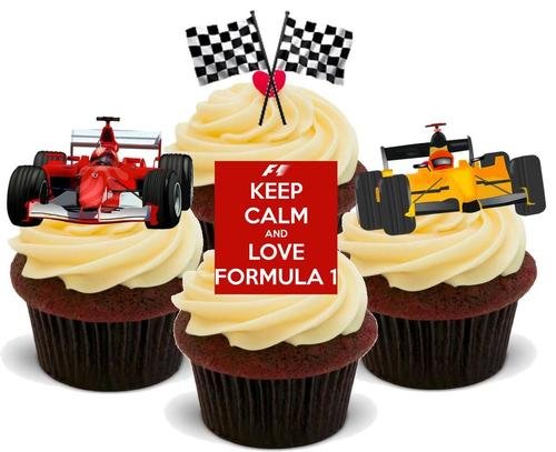 FORMEL1 MISCHUNG - 12 essbare hochwertige stehende Waffeln Kuchen Toppers - FORMULA ONE MIX von JPS