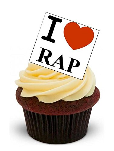 ICH LIEBE RAP - 12 essbare hochwertige stehende Waffeln Kuchen Toppers - I LOVE RAP von JPS