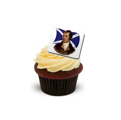 Robert Burns mit schottischer Fahne - Burns Abend - 12 essbare hochwertige stehende Waffeln Kuchen Toppers - ROBERT BURNS with SCOTTISH FLAG - BURNS NIGHT von JPS