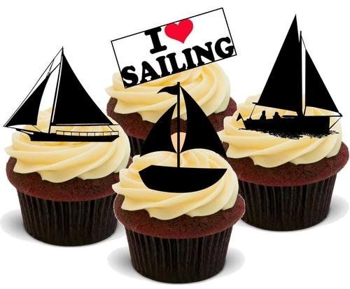 SEGELN MISCHUNG - 12 essbare hochwertige stehende Waffeln Kuchen Toppers - SAILING MIX von JPS