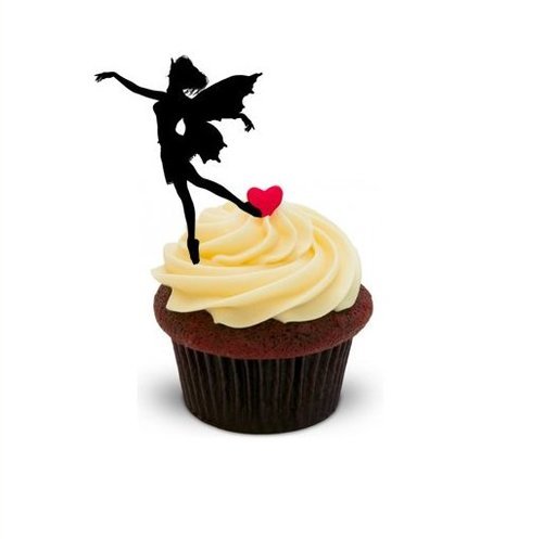 TANZENDE FEE SILHOUETTE - - 12 essbare hochwertige stehende Kuchen Toppers - FAIRY DANCING SILHOUETTE von JPS