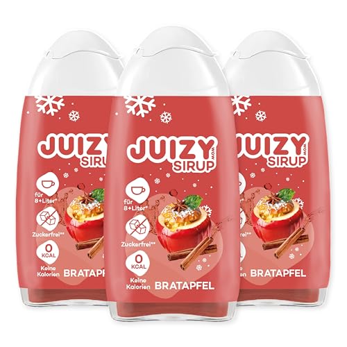 JUIZY WOW Bratapfel Sirup 3 x 65ml | Zuckerfrei Flavour Drops | Apfel Tee Aroma | Natürlicher Getränkesirup Tee | Zero Kalorien Vegan Punsch | glutenfrei Getränk | Nutrify Concentrate Syrup Winter von JUIZY WOW