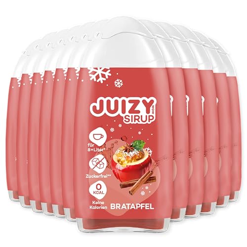 JUIZY WOW Bratapfel Sirup | Zuckerfrei Flavour Drops | 12 x 65ml Apfel Tee Aroma | Natürlicher Getränkesirup Tee | Zero Kalorien Vegan Punsch | glutenfrei Getränk | Nutrify Concentrate Syrup Winter von JUIZY WOW