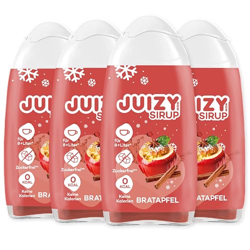 JUIZY WOW Bratapfel Sirup | Zuckerfrei Flavour Drops | 4 x 65ml Apfel Tee Aroma | Natürlicher Getränkesirup Tee | Zero Kalorien Vegan Punsch | glutenfrei Getränk | Nutrify Concentrate Syrup Winter von JUIZY WOW