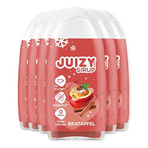 JUIZY WOW Bratapfel Sirup | Zuckerfrei Flavour Drops | 6 x 65ml Apfel Tee Aroma | Natürlicher Getränkesirup Tee | Zero Kalorien Vegan Punsch | glutenfrei Getränk | Nutrify Concentrate Syrup Winter von JUIZY WOW