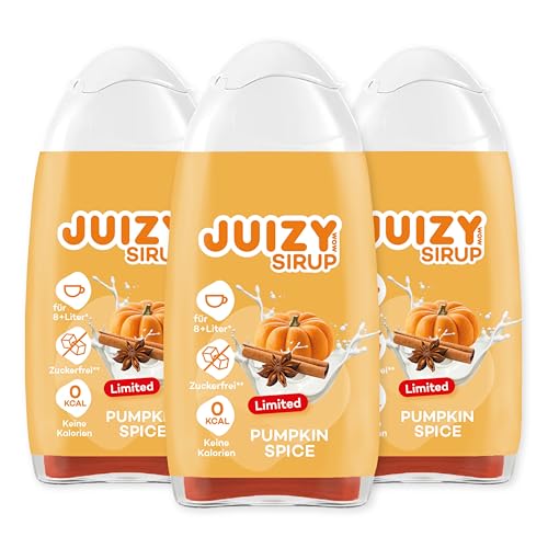 JUIZY WOW Coffee Sirup Zuckerfrei - Pumpkin Spice Latte | 3 x 65ml Kürbis Geschmack - Natürlicher Getränkesirup Barista Qualität | Zero Kalorien | Veganes Getränkekonzentrat Fertiggetränk | More Juice von JUIZY WOW