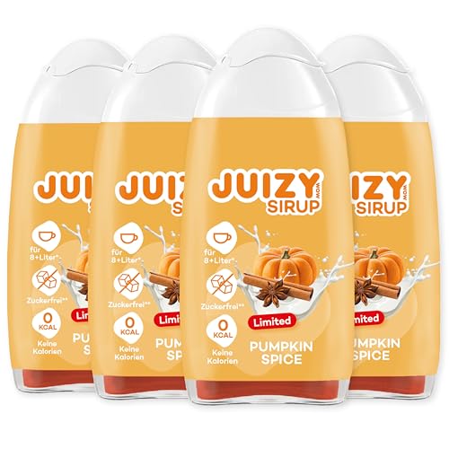 JUIZY WOW Coffee Sirup Zuckerfrei - Pumpkin Spice Latte | 4 x 65ml Kürbis Geschmack - Natürlicher Getränkesirup Barista Qualität | Zero Kalorien | Veganes Getränkekonzentrat Fertiggetränk | More Juice von JUIZY WOW