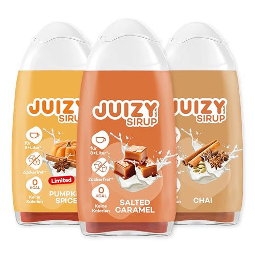 JUIZY WOW Happy Getränkesirup Zuckerfrei | Caramel Coffee - Tee - Chai | Natürlicher Sirup | Zero Kalorien | Veganes Getränkekonzentrat Fertiggetränk Zerop | Winter Edition | Milch & Kaffee - Punsch von JUIZY WOW