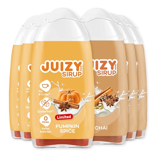 JUIZY WOW Heißgetränke Mix | Chai - Pumpkin Spice | Zuckerfrei Flavour Drops | 6 x 65ml Getränkekonzentrat Winter Edition | Natürlicher Getränkesirup | Zero Kalorien Vegan von JUIZY WOW