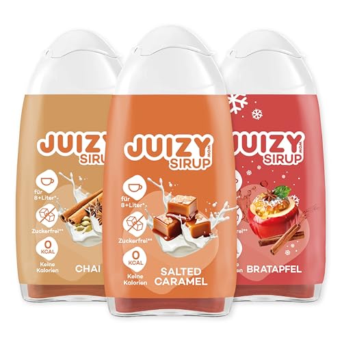 JUIZY WOW Hot Getränkesirup Zuckerfrei | Kaffee - Caramel - Tee - Chai | Natürlicher Sirup | Zero Kalorien | Veganes Getränkekonzentrat Fertiggetränk Zerop | Winter Edition | Milch & Eistee - Punsch von JUIZY WOW