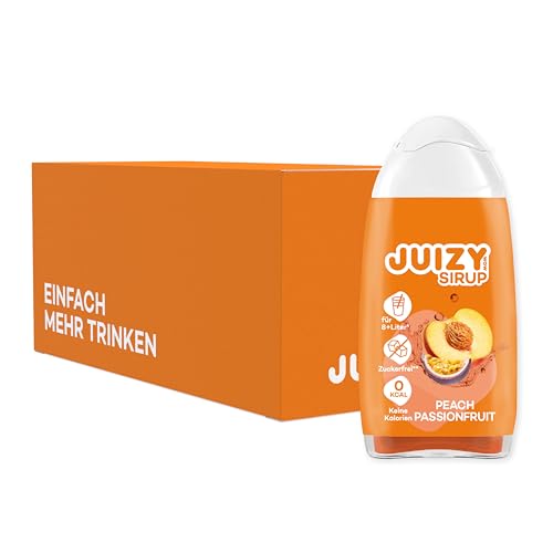 JUIZY WOW Sirup Zuckerfrei | 16 x 65ml Peach Passionfruit Geschmack - 192L Natürlicher Getränkesirup | Zero Kalorien | Vegane 16er Box | Getränkekonzentrat Fertiggetränk | More Juice - Less Calories von JUIZY WOW