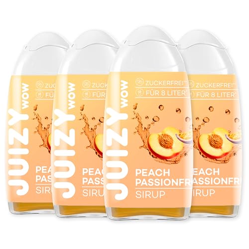 JUIZY WOW Peach Passionfruit - Zuckerfreier Getränkesirup | Natürlicher Geschmack - Low Calorie | Veganes 4er Bundle - 4 x 65ml | 32 Liter Fertiggetränk von JULIENCO von JUIZY WOW