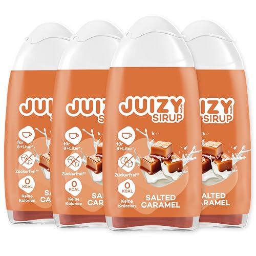 JUIZY WOW Salted Caramel Kaffee | Zuckerfrei Flavour Drops | 4 x 65ml gesalzenes Karamell Aroma | Natürlicher Getränkesirup | Zero Kalorien Vegan von JUIZY WOW