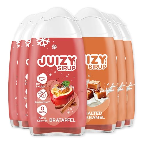 JUIZY WOW Salted Caramel & Bratapfel Mix | Zuckerfrei Flavour Drops | 6 x 65ml Getränkekonzentrat Winter Edition | Natürlicher Getränkesirup | Zero Kalorien Vegan von JUIZY WOW