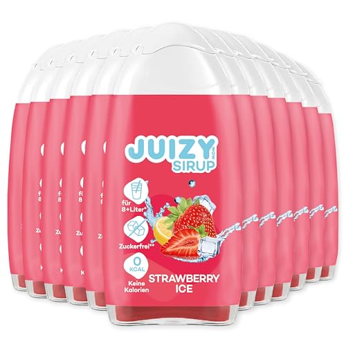 JUIZY WOW Sirup Zuckerfrei | 12 x 65ml Strawberry Ice Geschmack - Bis 144L Natürlicher Getränkesirup | Zero Kalorien | Vegan 12er Bundle | Getränkekonzentrat Fertiggetränk | More Juice - Less Calories von JUIZY WOW