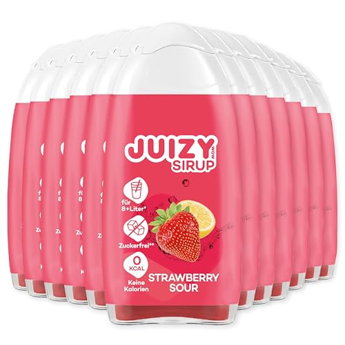 JUIZY WOW Sirup Zuckerfrei | 12 x 65ml Strawberry Sour Geschmack - Bis 144L Natürlicher Getränkesirup | Zero Kalorien | Vegan | Getränkekonzentrat Fertiggetränk | More Juice - Less Calories von JUIZY WOW