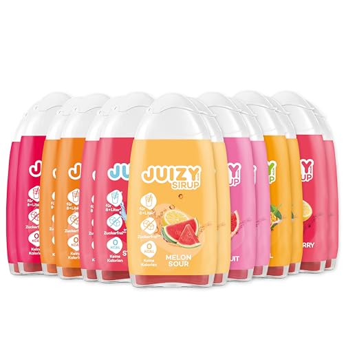 JUIZY WOW Sirup Zuckerfrei | 14 x 65ml - Bis 168L Natürlicher Getränkesirup | Zero Kalorien | Vegan - Melon, Mango, Strawberry Ice, Grapefruit, Cherry, Passionfruit | More Juice - Less Calories von JUIZY WOW