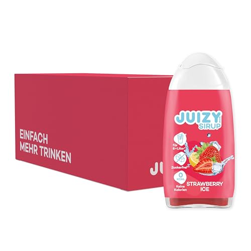 JUIZY WOW Sirup Zuckerfrei | 16 x 65ml Strawberry Ice Geschmack - Bis 192L Natürlicher Getränkesirup | Zero Kalorien | Vegan 16er Tray | Getränkekonzentrat Fertiggetränk | More Juice - Vital Body von JUIZY WOW