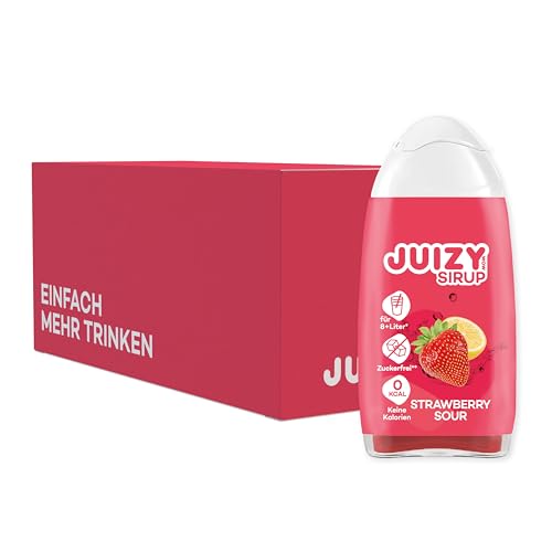 JUIZY WOW Sirup Zuckerfrei | 16 x 65ml Strawberry Sour Geschmack - Bis 192L Natürlicher Getränkesirup | Zero Kalorien | Vegan 16er Tray | Getränkekonzentrat Fertiggetränk | More Juice - Vital Body von JUIZY WOW