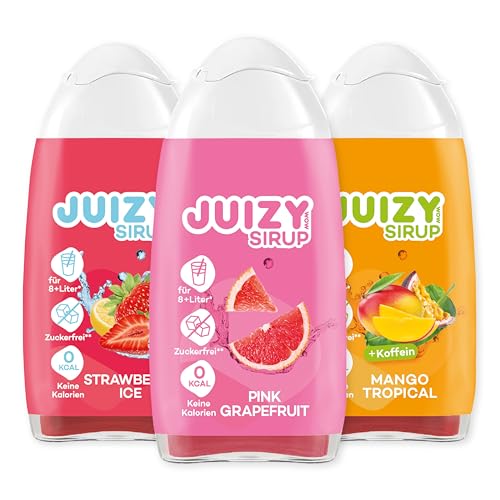 JUIZY WOW Sirup Zuckerfrei | 3 x 65ml Colorful-Mixed - Bis 36L Natürlicher Getränkesirup | Zero Kalorien | Vegan - Pink Grapefruit, Mango Tropical, Strawberry Ice| More Juice - Less Calories von JUIZY WOW