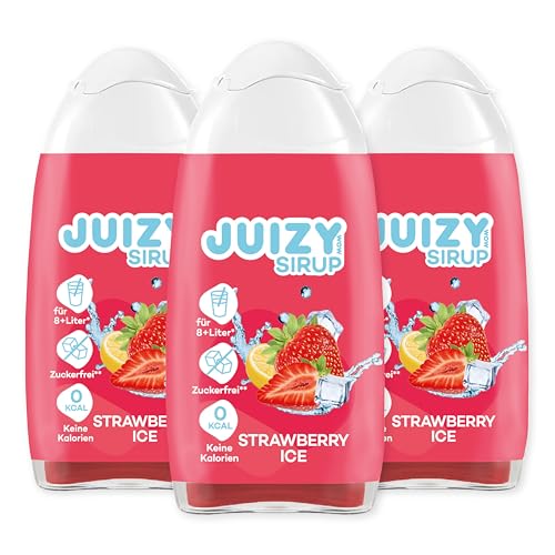 JUIZY WOW Sirup Zuckerfrei | 3 x 65ml Strawberry Ice Geschmack - Bis 144L Natürlicher Getränkesirup | Zero Kalorien | Vegan 3er Bundle | Getränkekonzentrat Fertiggetränk | More Juice - Less Calories von JUIZY WOW